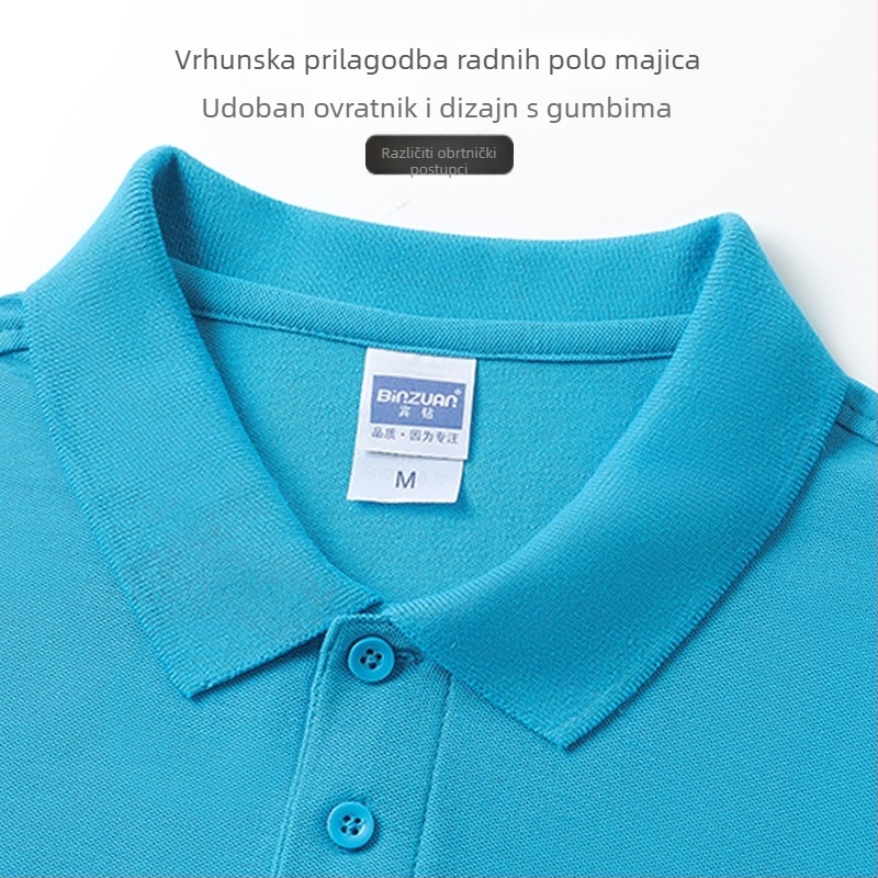 Polo majica s ovratnikom, logotip izvezen na pamuk, ljetni kratki rukav