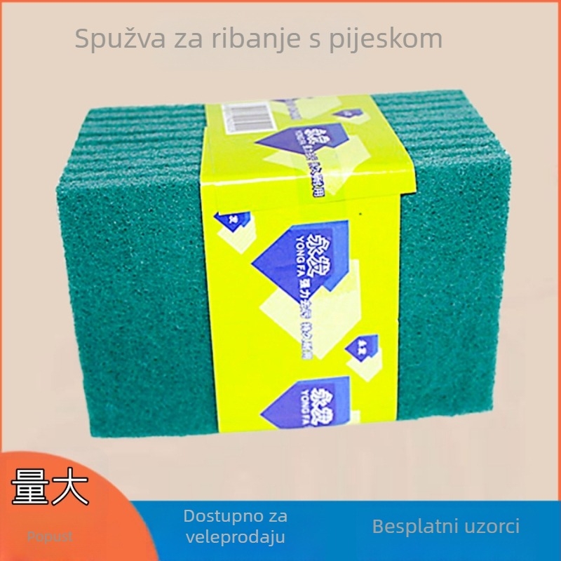 Dvostrano zelena debela abrazivna spužva za posuđe i kuhinju