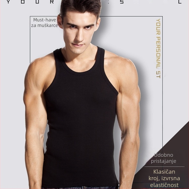 Muški potkošuljak od 100% pamuka, ljeto, slim-fit kroj, sportski donji sloj