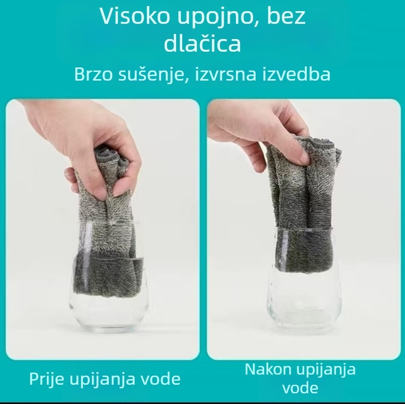 Debela krpa za suđe od bambusovog aktivnog ugljena, otporna na masnoće, višenamjenska kuhinjska krpa