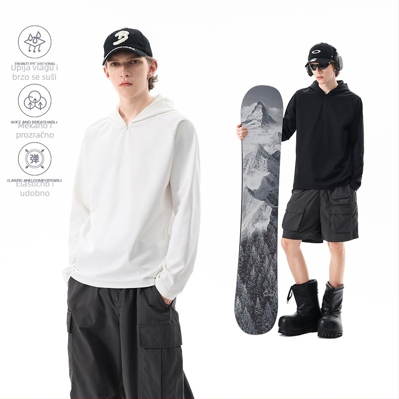 Muški hoodies s kapuljom i polu-zipom, brzo sušeći, lagan, za jesen/zimu, slobodan kroj