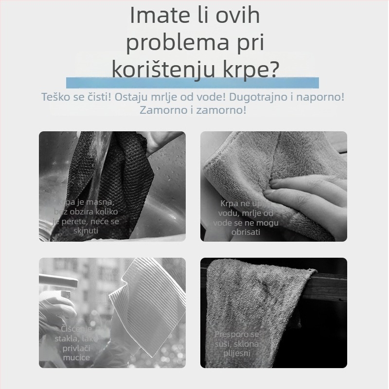 Mikrovlaknena krpa za čišćenje stakla, bez dlačica, upija vodu, za prozore, ogledala i naočale