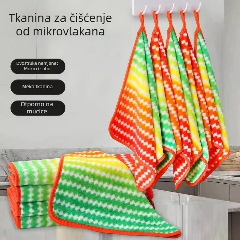Šarena krpa za čišćenje od mikrovlakana, kuhinjska šarena krpa s prugama, debela krpa za pranje posuđa, kućna krpa za brisanje stolova, bez vlakana