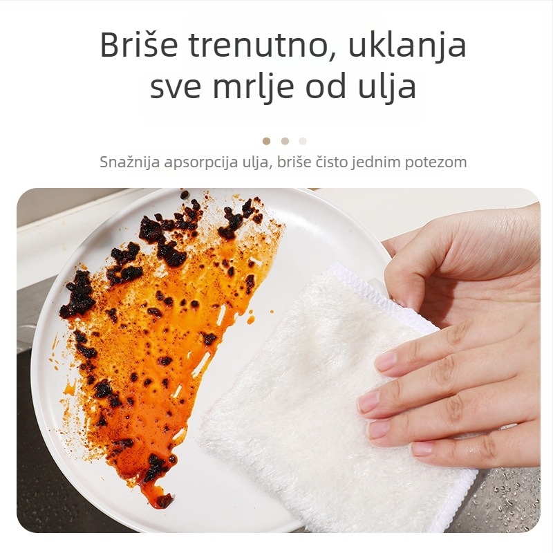 10A antibakterijska bijela debela krpa za suđe od bambus vlakana, upijajuća i uklanja masnoću, kuhinjska krpa