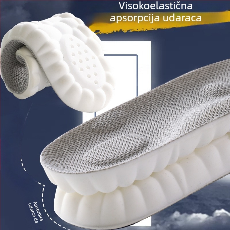 Izuzetno mekani ulošci s 4D oblom potporom luka, pojačani masažni učinak, apsorpcija znoja i ublažavanje udaraca, za sportske i svakodnevne cipele