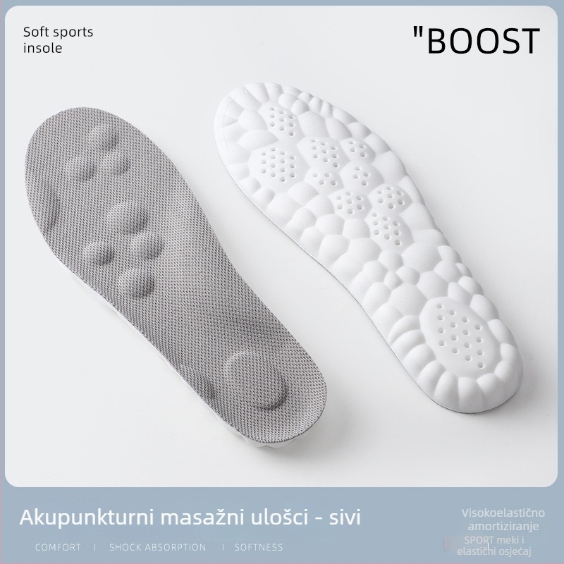 Izuzetno mekani ulošci s 4D oblom potporom luka, pojačani masažni učinak, apsorpcija znoja i ublažavanje udaraca, za sportske i svakodnevne cipele