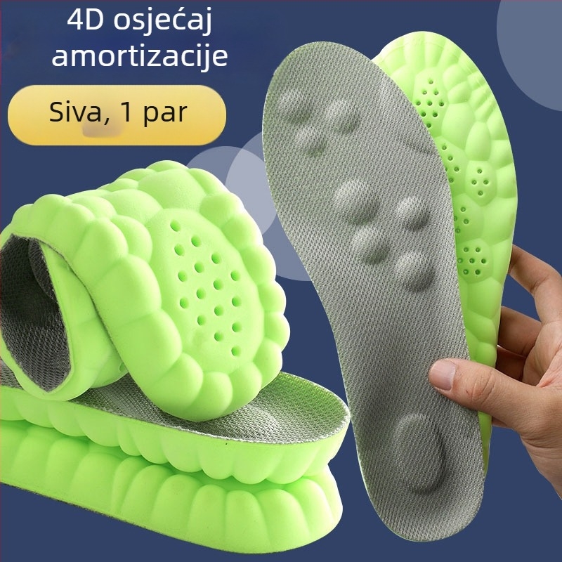 Izuzetno mekani ulošci s 4D oblom potporom luka, pojačani masažni učinak, apsorpcija znoja i ublažavanje udaraca, za sportske i svakodnevne cipele