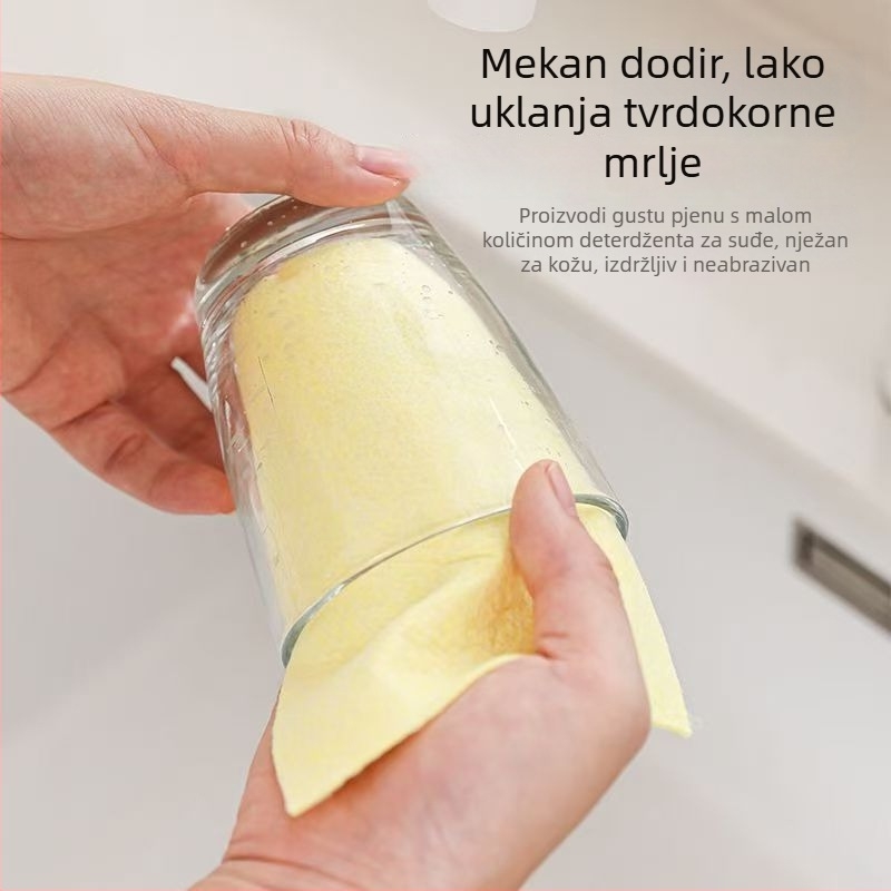 Žuta kuhinjska krpa od lufe, debela, za pranje posuđa, upijajuća, bez vlakana