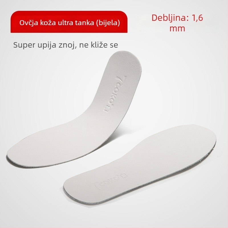 Ultra-tanki ulošci od prave kože, prozračni, upijaju znoj, protuklizni, protiv mirisa, za muškarce i žene, za sportske i casual cipele, mekani ulošci