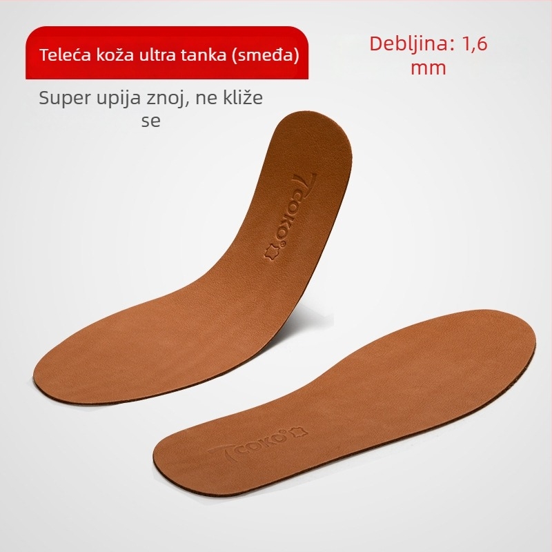 Ultra-tanki ulošci od prave kože, prozračni, upijaju znoj, protuklizni, protiv mirisa, za muškarce i žene, za sportske i casual cipele, mekani ulošci
