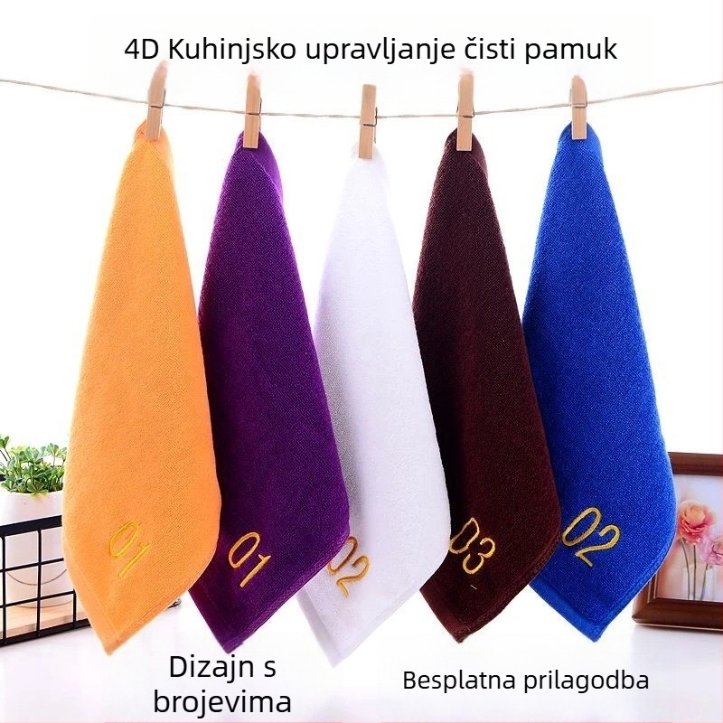 Kuhinjska krpa od 100% pamuka s 4D izvešivanjem, s užetom za vješanje, kvadratnog oblika, digitalni identifikacijski kod, bez vlasi, upijajuća