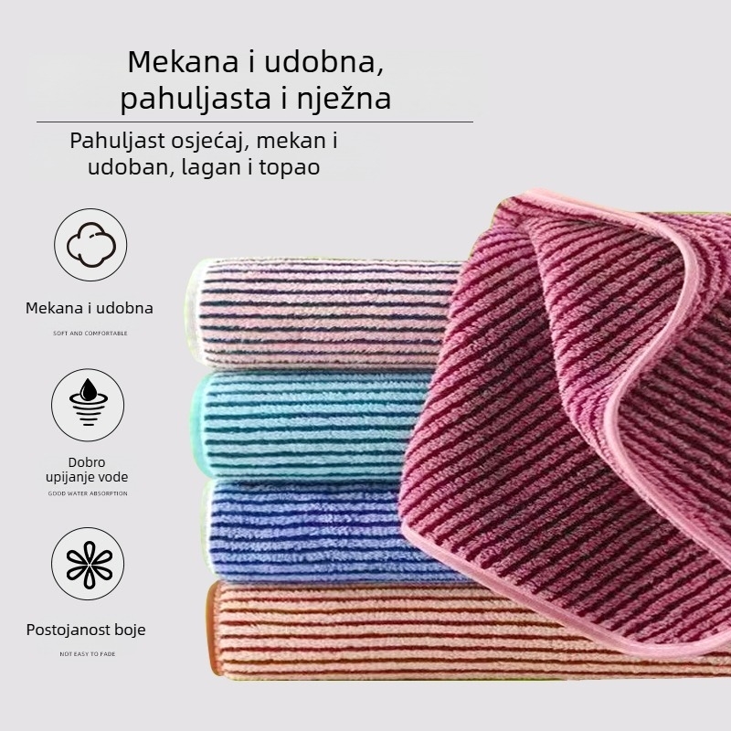 Prugasta krpa za suđe, debela, upija, s rubom za šivanje, ne upija ulja, bez dlačica, kuhinjska, prilagodljiva