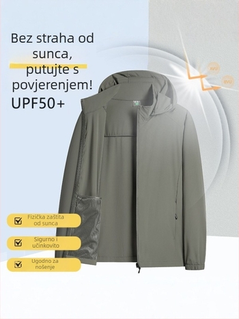 Ljetna muška jakna s UPF50+, prozračna Ice Silk tkanina, kapuljača, s odvojivom kapuljom