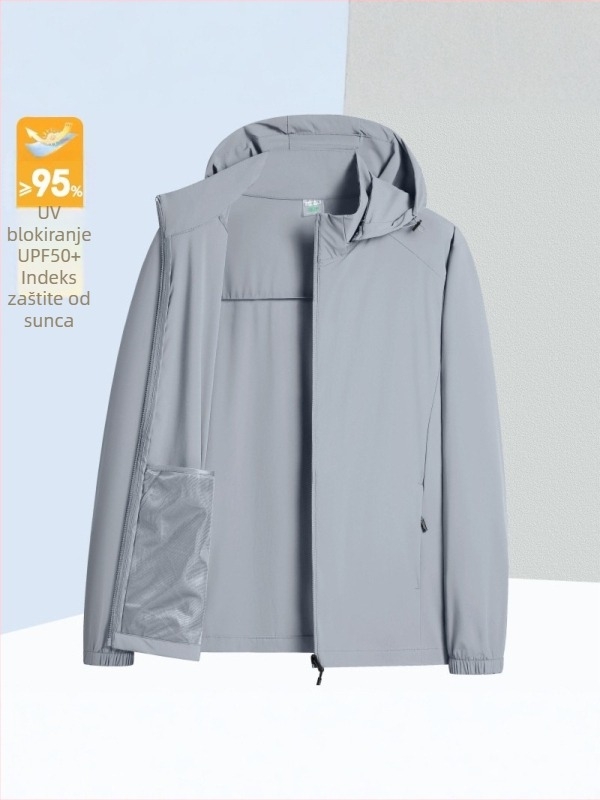 Ljetna muška jakna s UPF50+, prozračna Ice Silk tkanina, kapuljača, s odvojivom kapuljom