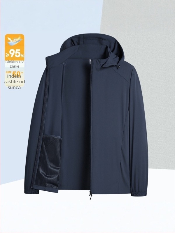 Ljetna muška jakna s UPF50+, prozračna Ice Silk tkanina, kapuljača, s odvojivom kapuljom