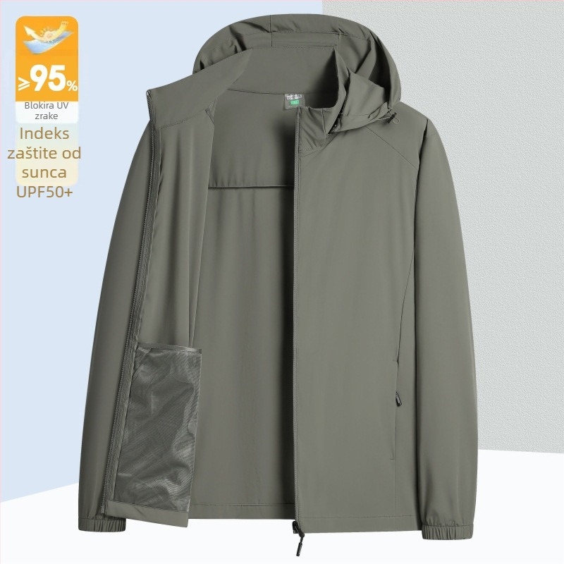 Ljetna muška jakna s UPF50+, prozračna Ice Silk tkanina, kapuljača, s odvojivom kapuljom