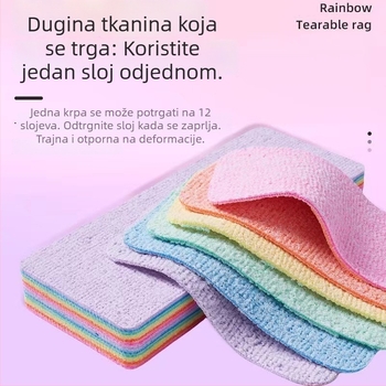 Cepajuća 12-slojna duga kuhinjska krpa, lako se cepa, uklanja masnoću, upija vodu, bez dlačica, dimenzije 12 x 7 cm