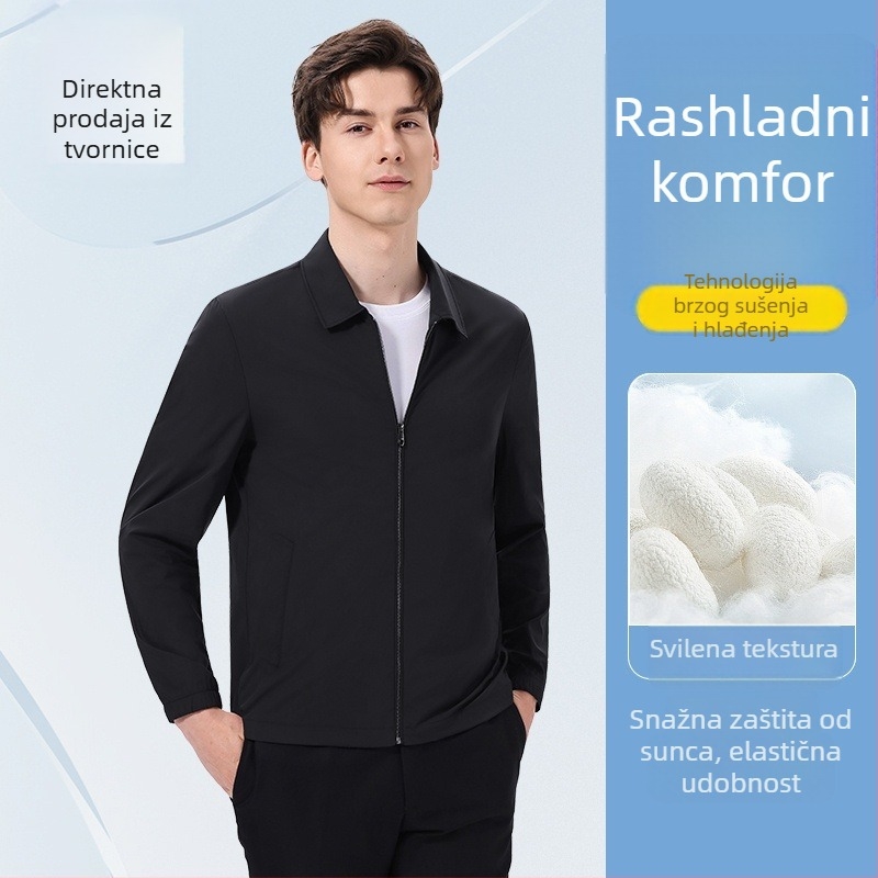 Muška ultra-tanka ljetna poslovna jakna s zaštitom od sunca, Ice Silk tkanina, casual vanjska jakna