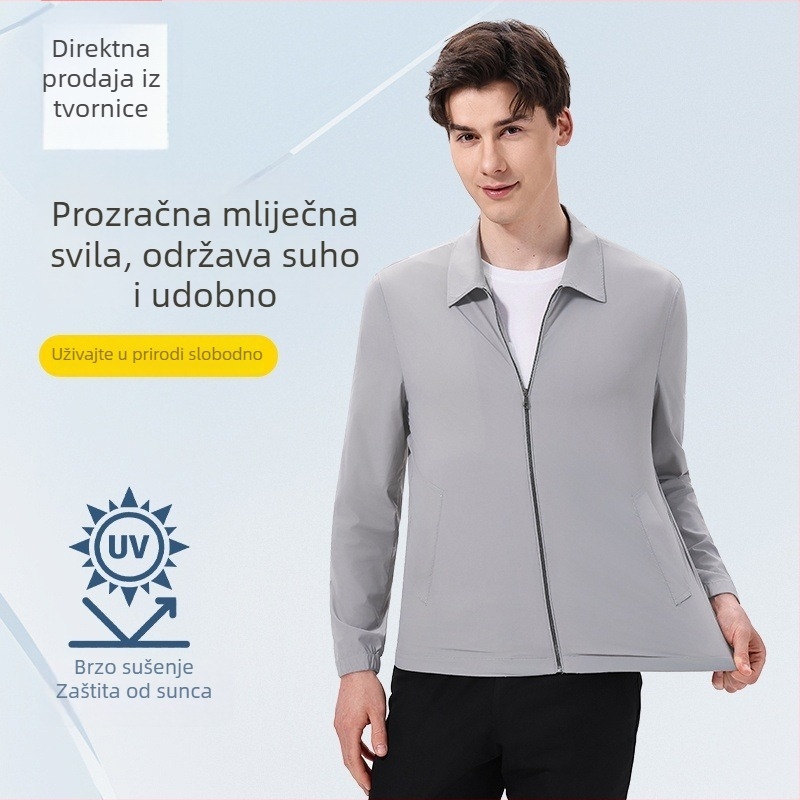 Muška ultra-tanka ljetna poslovna jakna s zaštitom od sunca, Ice Silk tkanina, casual vanjska jakna