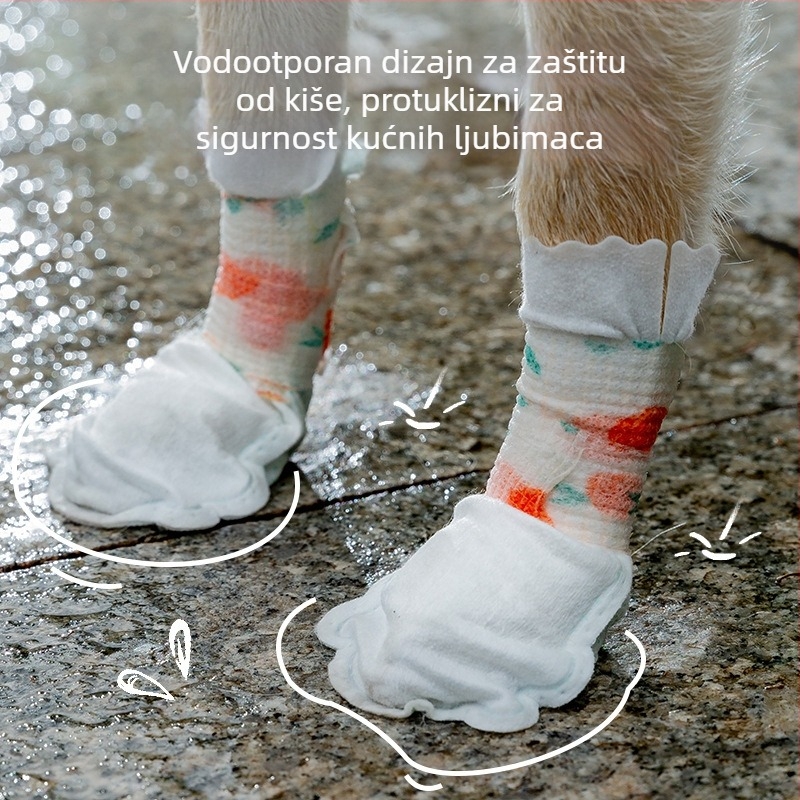 Jednokratne zaštitne cipelice za pse za vanjske šetnje, protiv klizanja, otporne na habanje, vodootporne, za male i srednje pse