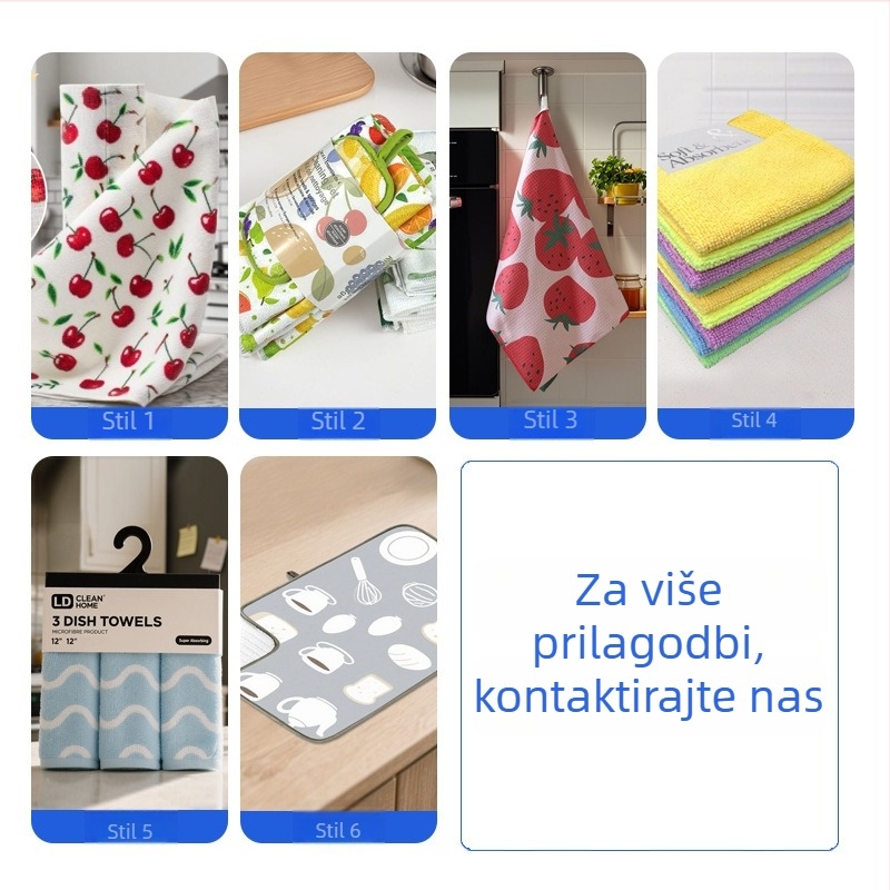 Dvostrano tiskana kuhinjska krpa za čaj s logotipom, tisk toplinskog prijenosa, gofr uzorak, ultrafina mikrovlakna