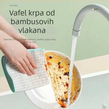 Mikrovlaknen krpa za suđe s kariranim uzorkom, debela i otporna na habanje, upija ulje, bez dlačica, pogodna za posude i zdjele