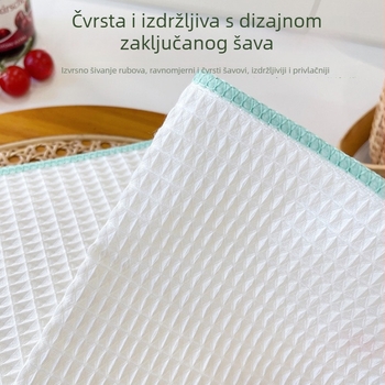 Mikrovlaknen krpa za suđe s kariranim uzorkom, debela i otporna na habanje, upija ulje, bez dlačica, pogodna za posude i zdjele