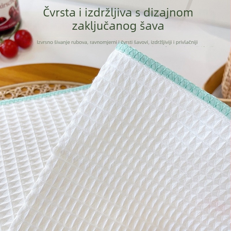 Mikrovlaknen krpa za suđe s kariranim uzorkom, debela i otporna na habanje, upija ulje, bez dlačica, pogodna za posude i zdjele