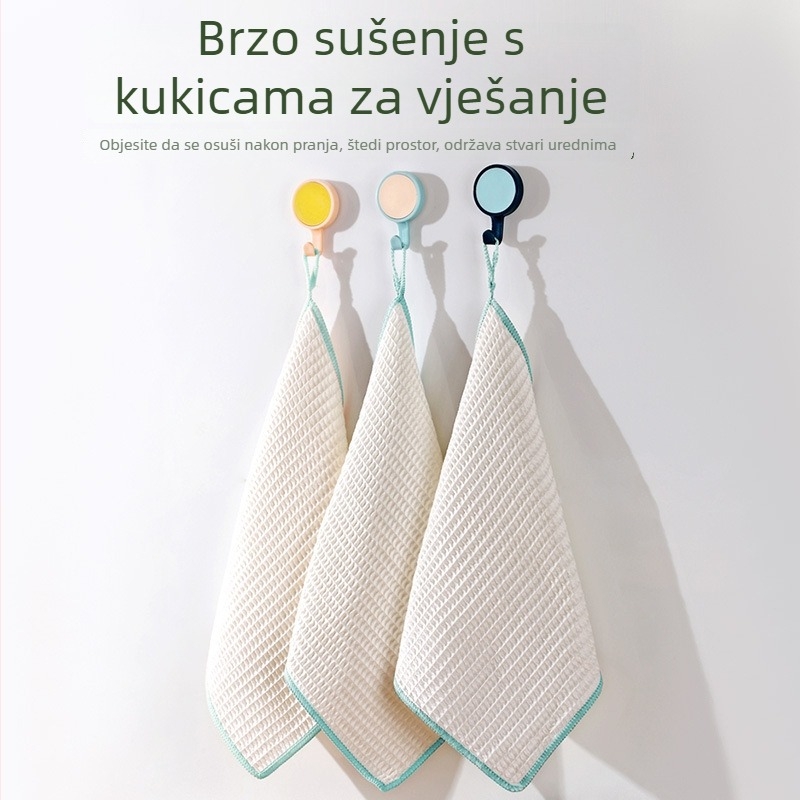 Mikrovlaknen krpa za suđe s kariranim uzorkom, debela i otporna na habanje, upija ulje, bez dlačica, pogodna za posude i zdjele