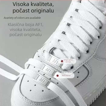 Air Force One šnure, original AF1, unisex, ravne AJ1 vezice, bijelo-crne, modni dodatak za obuću