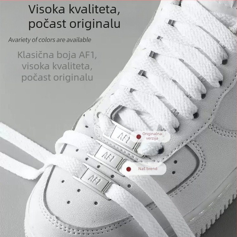 Air Force One šnure, original AF1, unisex, ravne AJ1 vezice, bijelo-crne, modni dodatak za obuću
