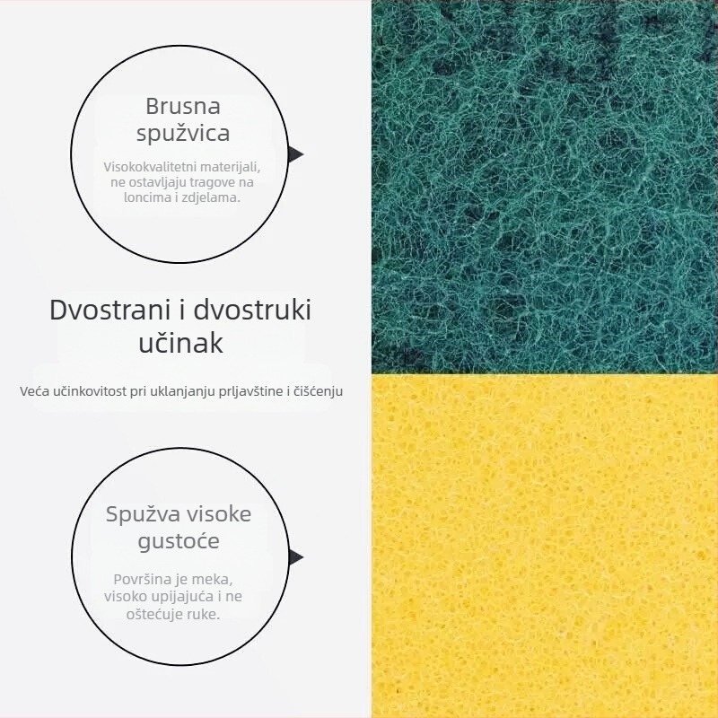 Kuhinjska spužva s abrazivnim slojem za pranje suđa