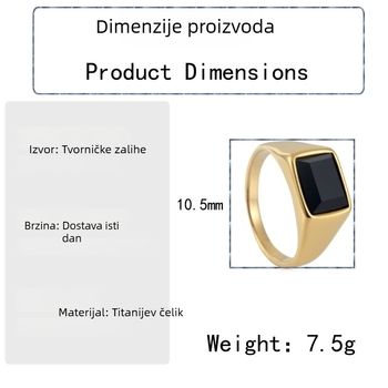 Muški retro prsten od nehrđajućeg čelika s kvadratnim draguljem
