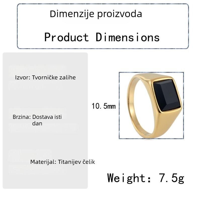 Muški retro prsten od nehrđajućeg čelika s kvadratnim draguljem