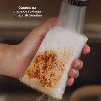 Debeli spužvasti posuđivač od luffe s vlaknima celuloze; upija, čisti i uklanja masnoće