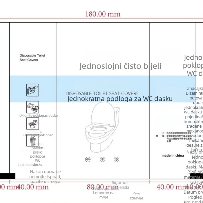 Jednokratna podloga za WC sjedalo od netkanog materijala – antibakterijska, za žene nakon poroda, za putovanja i hotele, pojedinačno pakirano