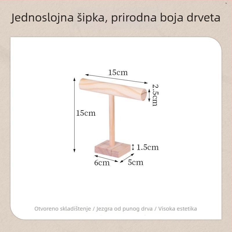 Drveni stalak za nakit, orah boje, dvostruki sloj, za ogrlice, naušnice i narukvice