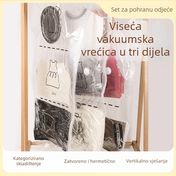 Velika vakuumska kompresijska vreća za odjeću s mogućnošću vješanja, zaštita od vlage i prašine; pogodna za odijela, krzno i perjane jakne.