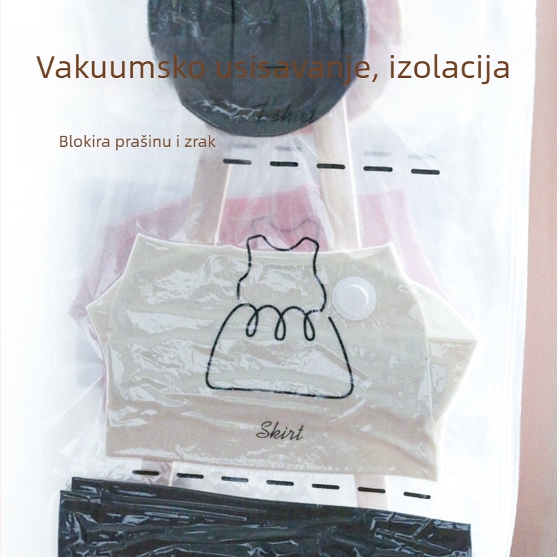Velika vakuumska kompresijska vreća za odjeću s mogućnošću vješanja, zaštita od vlage i prašine; pogodna za odijela, krzno i perjane jakne.