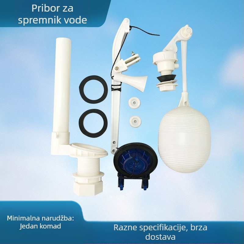 Pribor za WC spremnik – starinskog stila, podijeljeni plovak, dovodni ventil, odvodni ventil, ključ