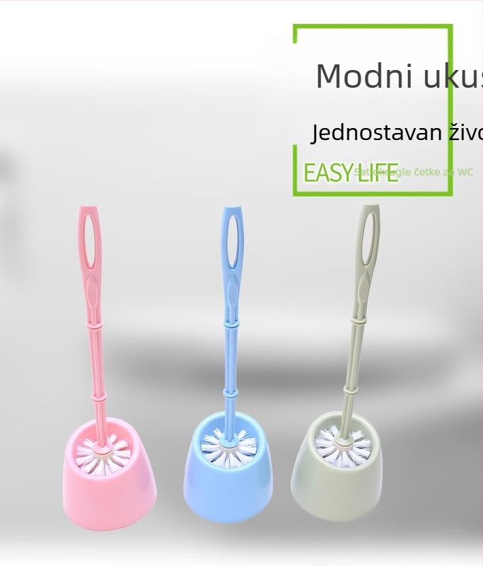 Set plastike WC četke s bazom i dugom drškom, japanskog stila, s mekom čekinjom i spužvom za čišćenje, patentirani dizajn