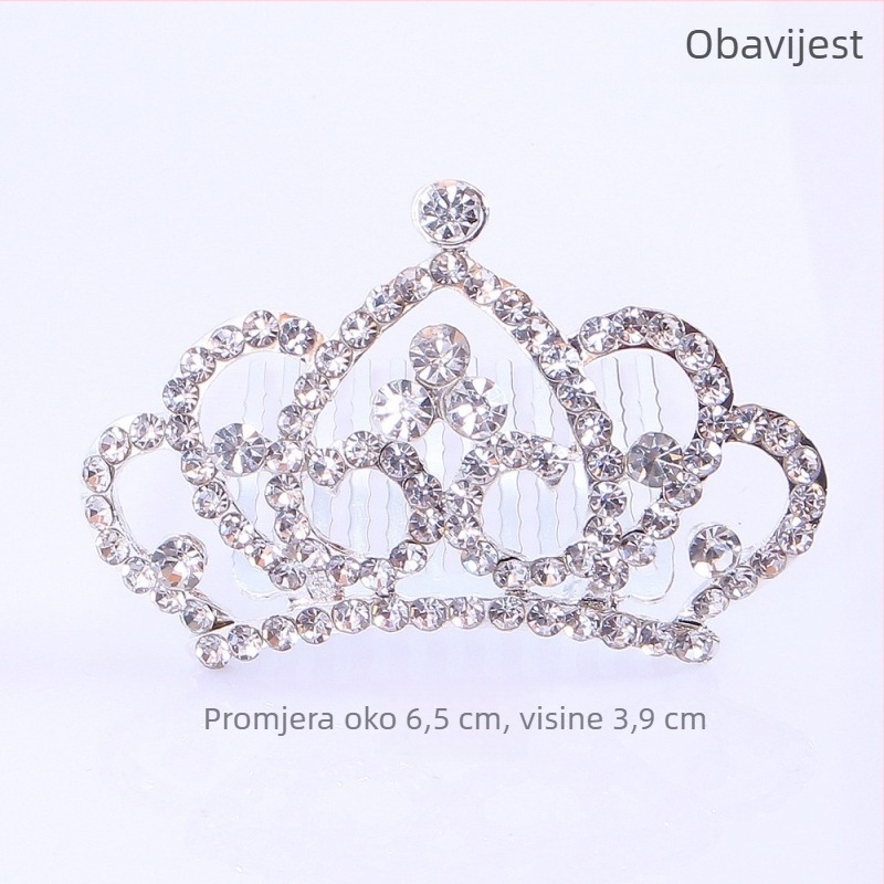 Dječja kruna za kosu s bijelim kristalima, tiara u korejskom stilu