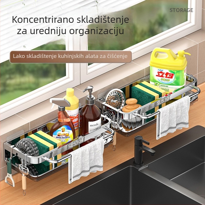 Wow Nehrđajući čelični zidni rega za drez — skladištenje spužvi i krpa