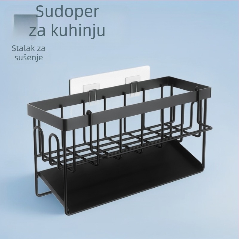 Zidni stalak za odvodnju krpa pored umivaonika – višefunkcionalna polica za kupaonicu i kuhinju, bez bušenja