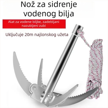 Veliki sklopivi nož za vodnu travu s četiri kandže sidra za ribolov
