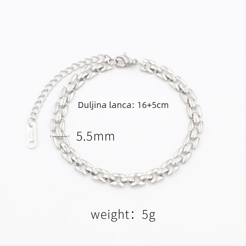 Set ogrlice i narukvice od nehrđajućeg čelika s kubanskom poveznicom, unisex, retro metalni stil inspiriran hip-hopom