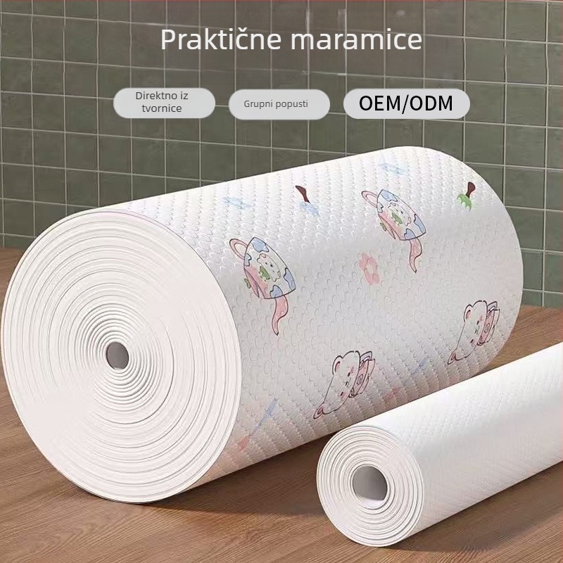 Jednokratna rolna krpa od netkanog materijala sa šarenim printom, kuhinjska krpa za pranje posuđa, dvostruka upotreba – suha i mokra