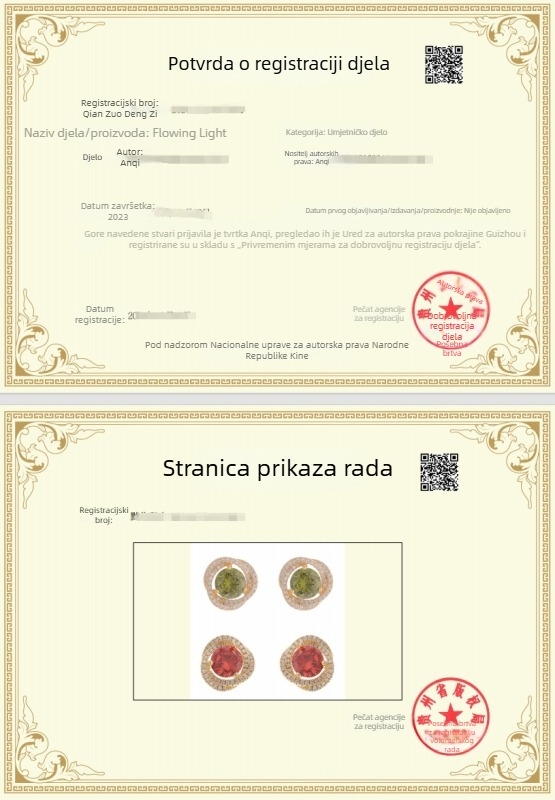 A553 Ženske naušnice u francuskom stilu, maslinasto zelene s cirkonima, izuzetan trodimenzionalni šuplji dizajn, lagane i stilizirane