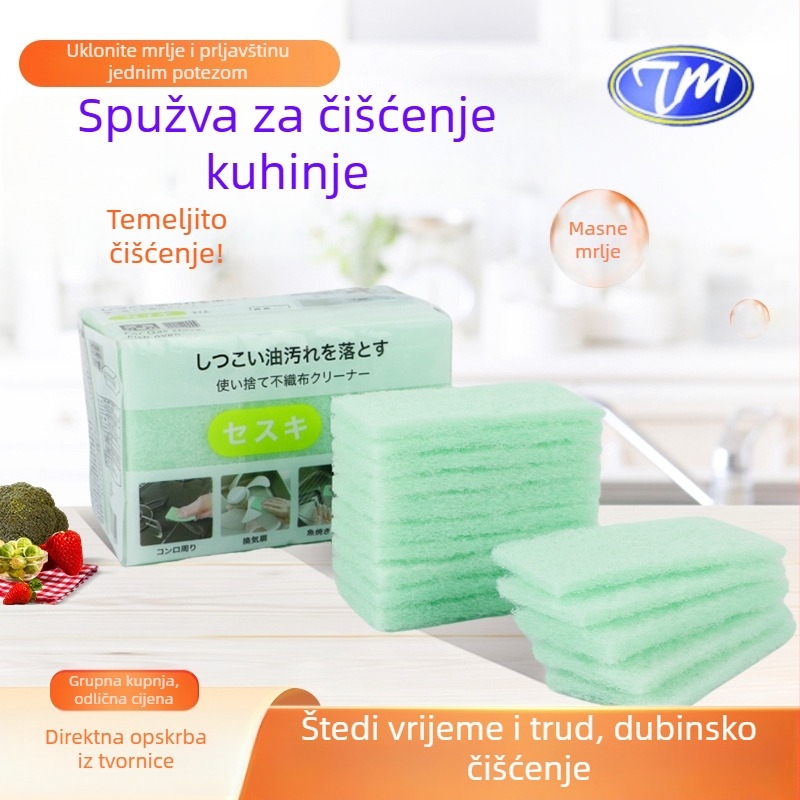 Kuhinjska abrazivna spužva za čišćenje, jednokratna, od netkanog materijala