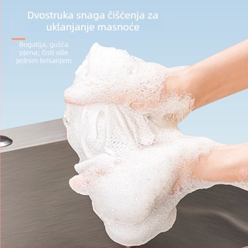 Krpa za pranje posuđa s integriranim sredstvom za čišćenje, mikrovlakna, otporna na masnoće i dezinfekcijska, karirani uzorak, kuhinjski pomoćnik